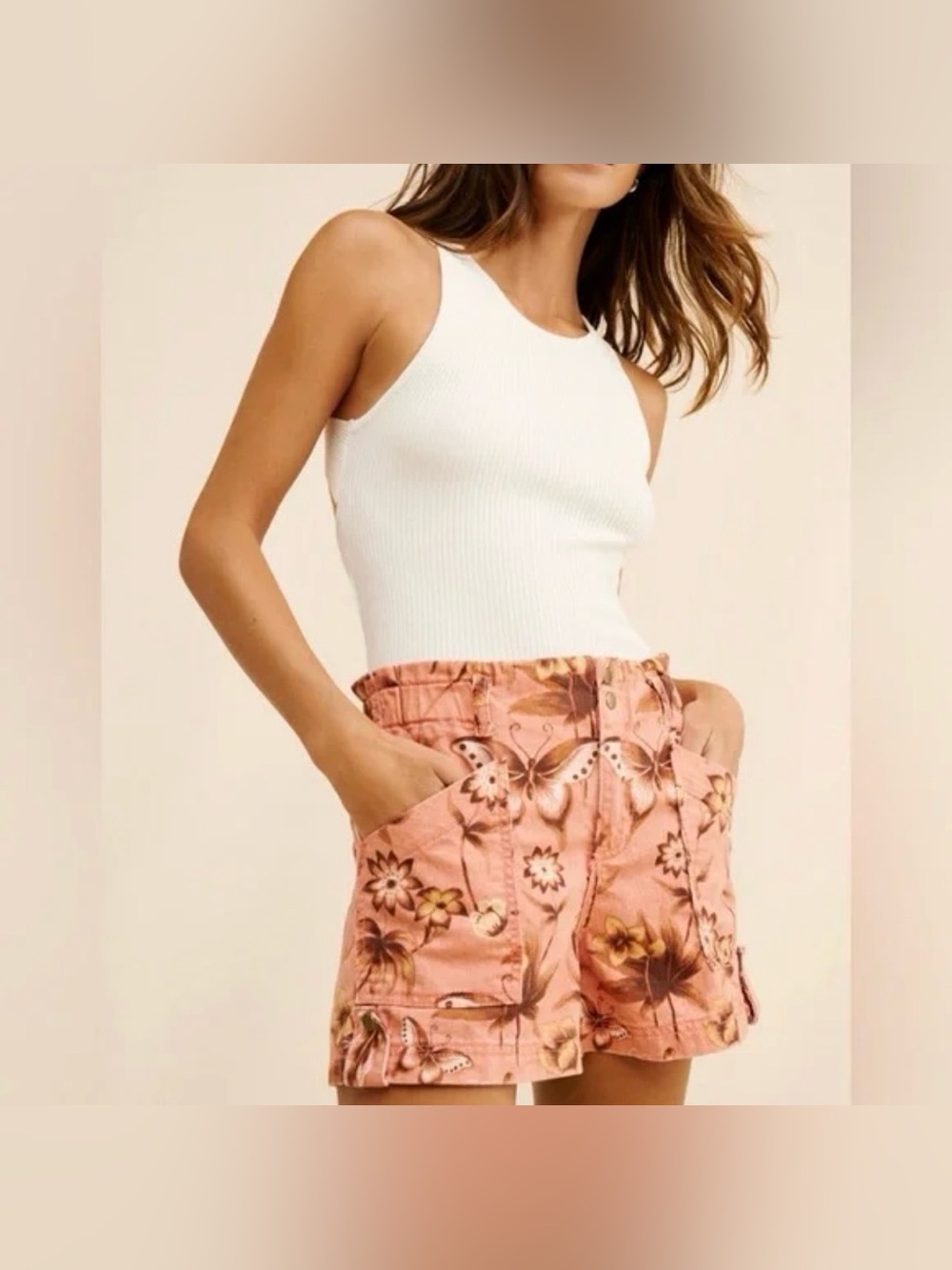 Anthropologie Jesse Floral Shorts in Terracotta